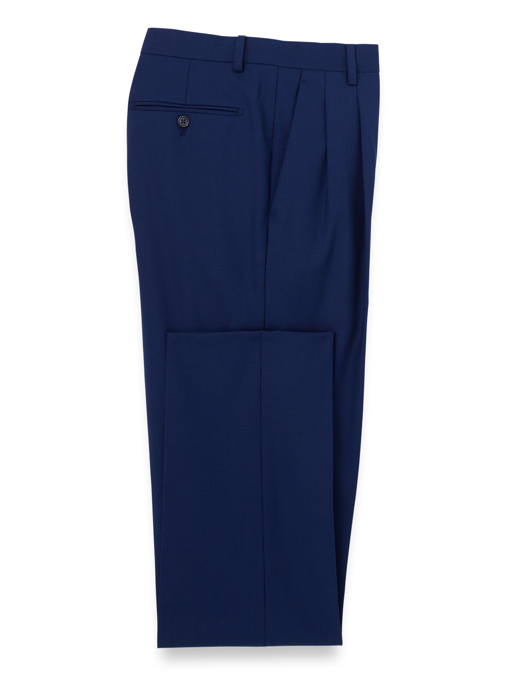 Product Image of Wool Stretch Bengaline Suit Pants-Blue#model_pleated front