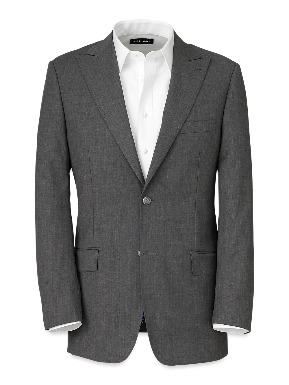 Product Image of Wool Stretch Bengaline Peak Lapel Suit Jacket-Grey