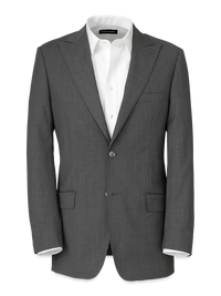 Wool Stretch Bengaline Peak Lapel Suit Jacket - Grey