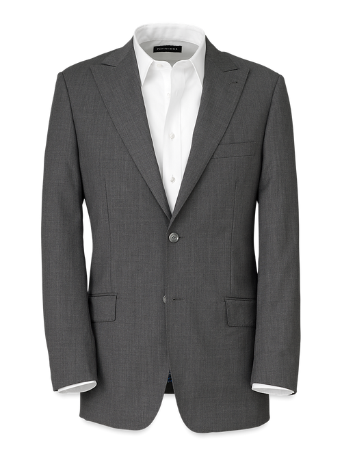 Wool Stretch Bengaline Peak Lapel Suit Jacket - Grey