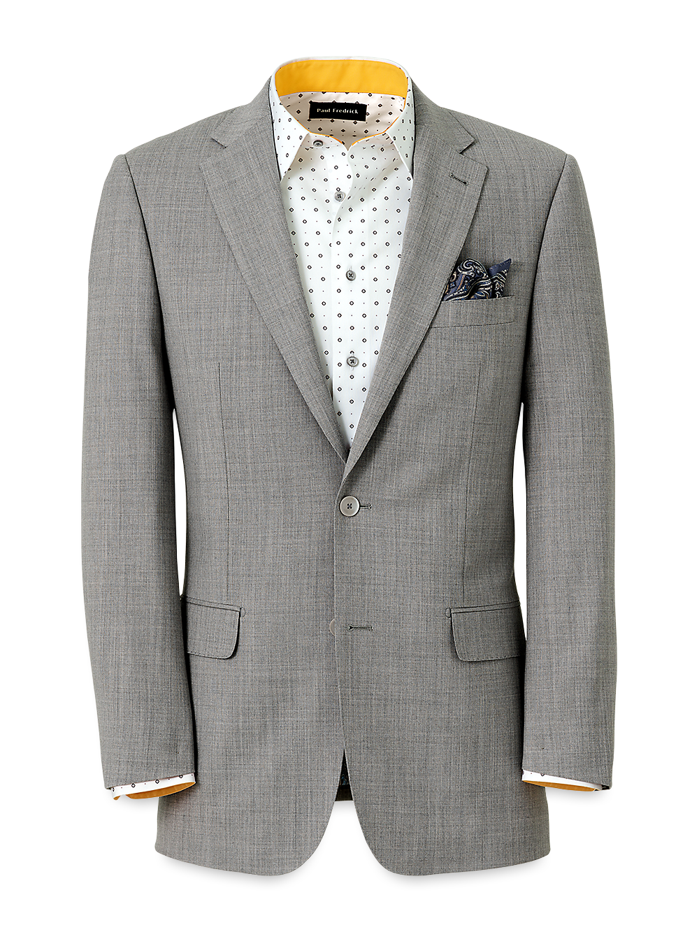 Product Image of Wool Stretch Bengaline Notch Lapel Suit Jacket-Light Grey