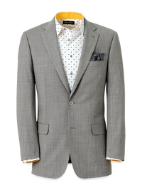 Wool Stretch Bengaline Notch Lapel Suit Jacket - Light Grey