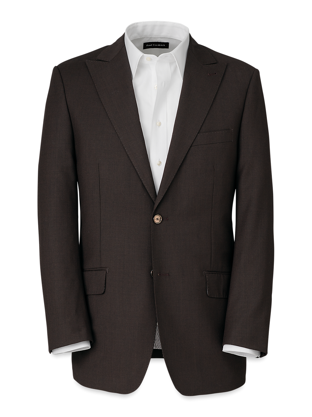 Product Image of Wool Stretch Bengaline Peak Lapel Suit Jacket-Dark Brown