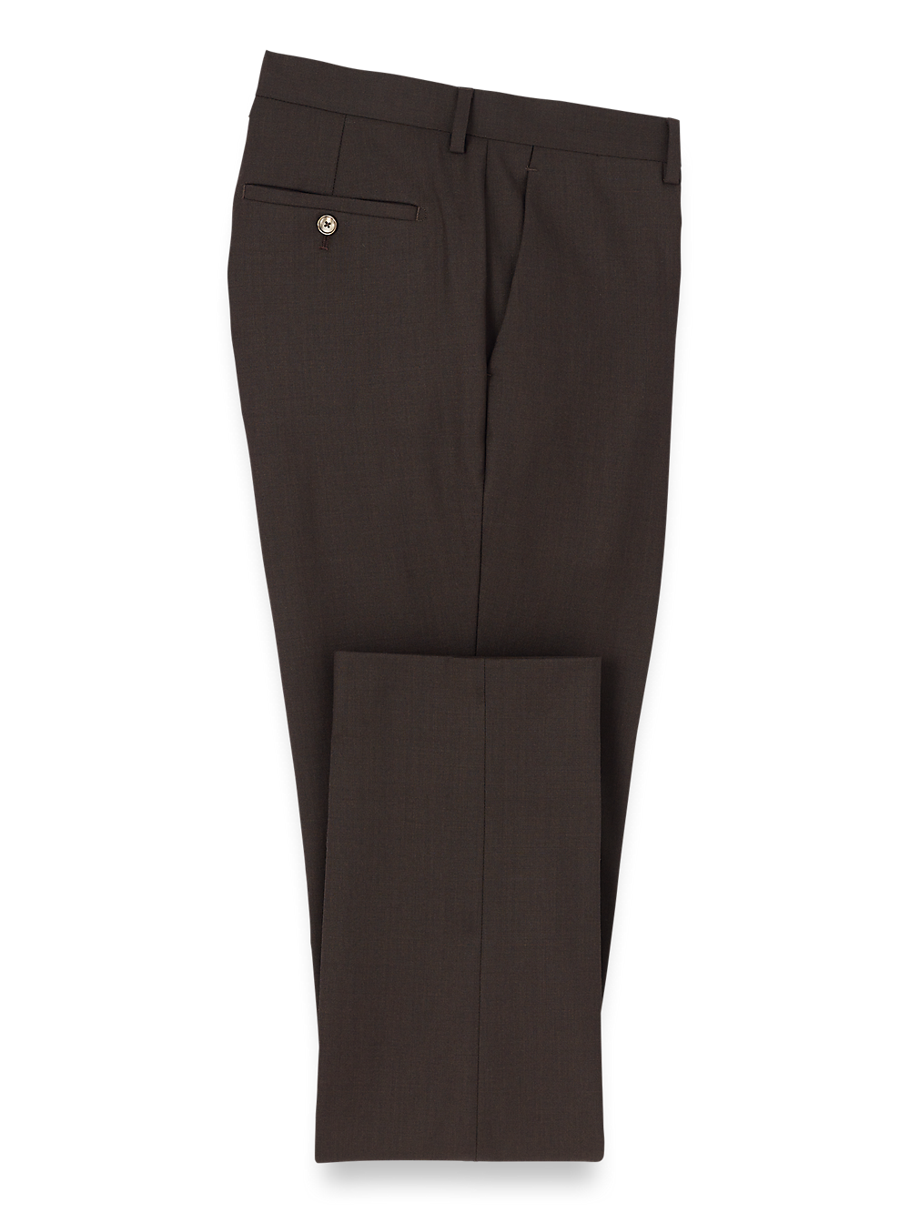 Product Image of Wool Stretch Bengaline Suit Pants-Dark Brown#model_flat front