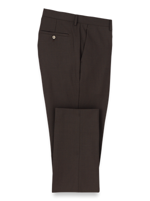 Wool Stretch Bengaline Suit Pants - Dark Brown