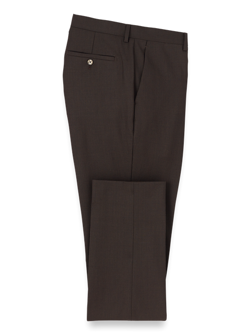 Wool Stretch Bengaline Suit Pants - Dark Brown