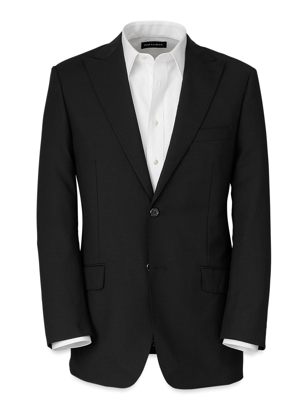 Product Image of Wool Stretch Bengaline Peak Lapel Suit Jacket-Black