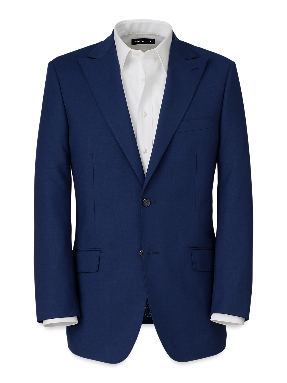 Product Image of Wool Stretch Bengaline Peak Lapel Suit Jacket-Blue