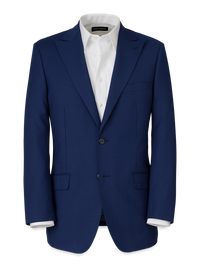 Wool Stretch Bengaline Peak Lapel Suit Jacket - Blue