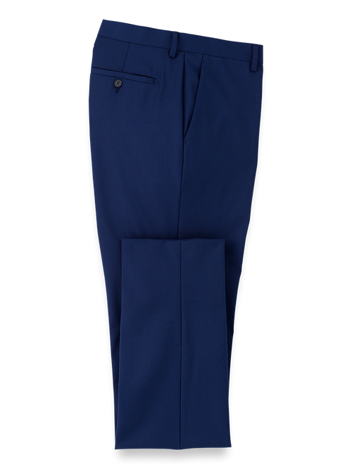 Wool Stretch Bengaline Suit Pants - Blue