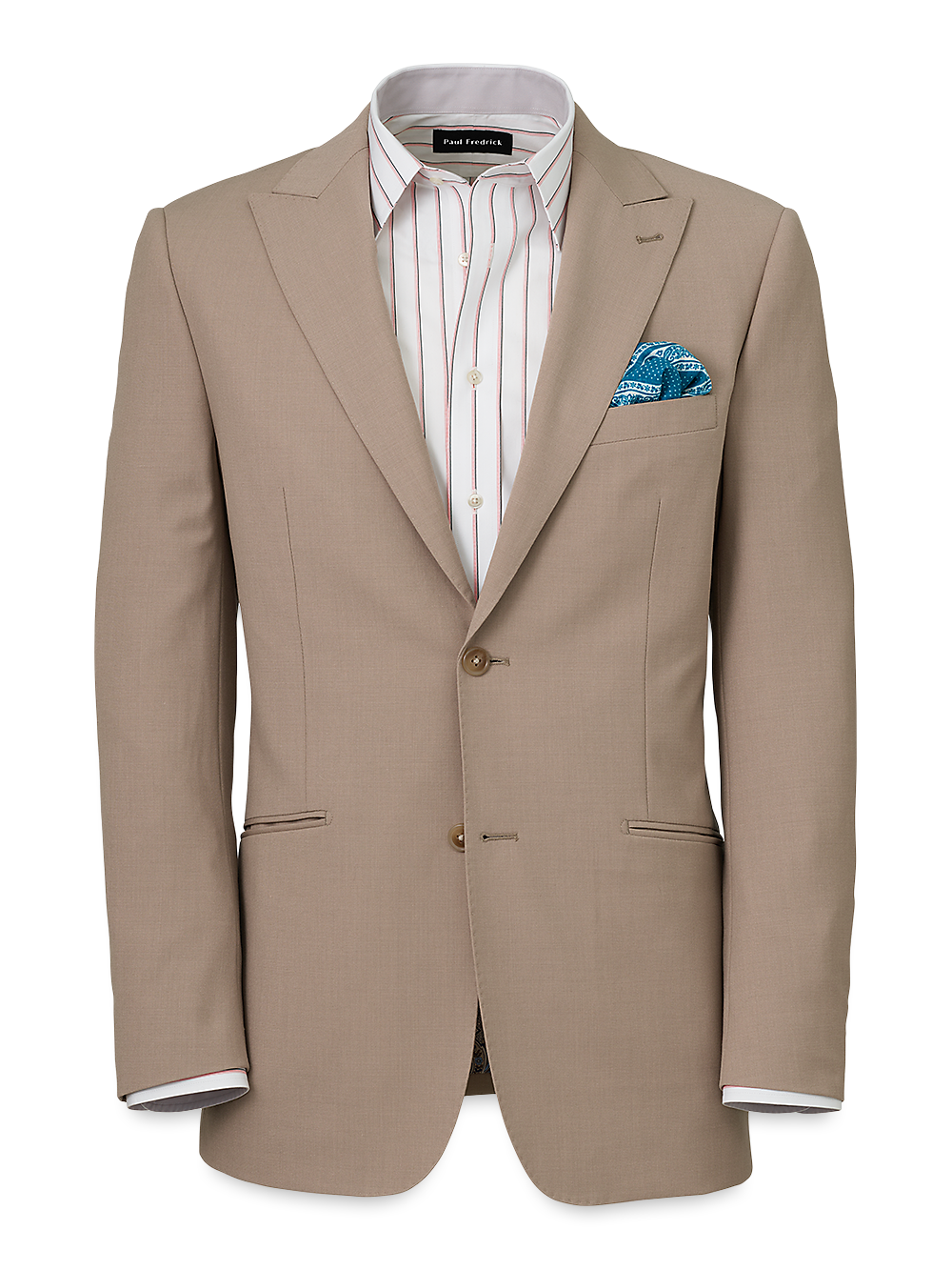 Product Image of Wool Stretch Bengaline Peak Lapel Suit Jacket-Light Tan