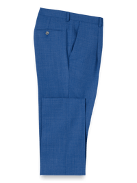 Wool Stretch Bengaline Single Pleated Suit Pants - French Blue