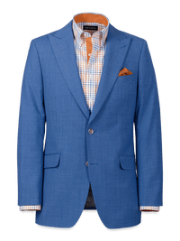 Wool Stretch Bengaline Peak Lapel Suit Jacket - French Blue