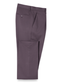 Wool Stretch Single Pleat Suit Pants - Slate Purple