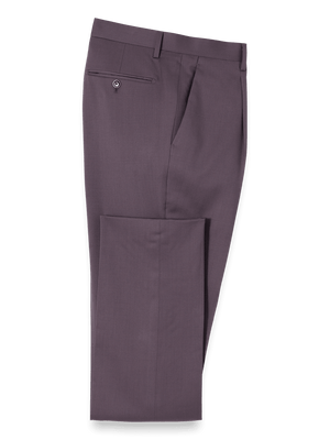 Wool Stretch Single Pleat Suit Pants - Slate Purple