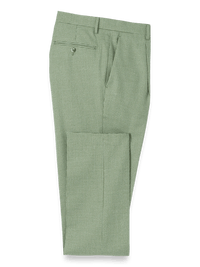 Cotton Blend Single Pleat Suit Pants - Green