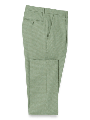 Cotton Blend Single Pleat Suit Pants - Green