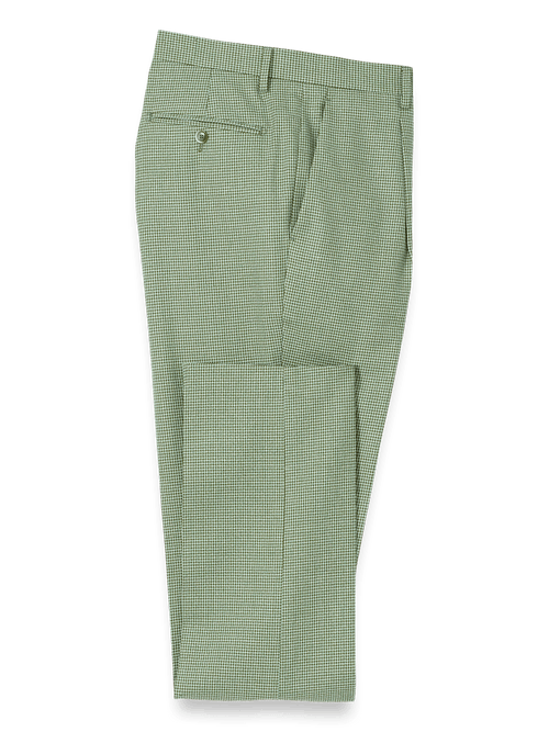 Cotton Blend Single Pleat Suit Pants - Green