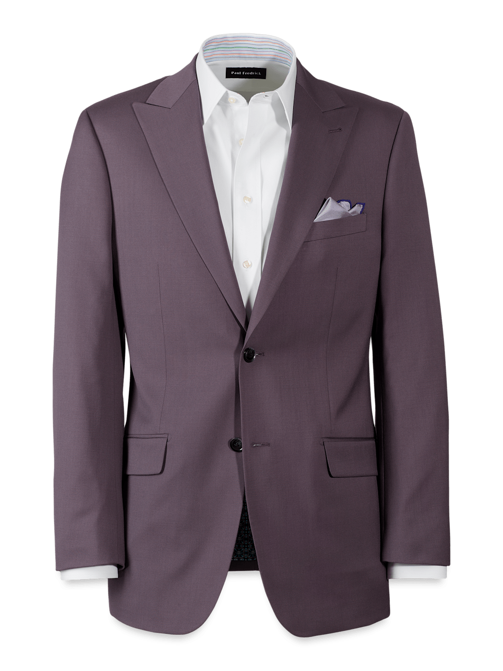 Product Image of Wool Stretch Single Breasted Peak Lapel Suit Jacket-Slate Purple