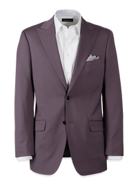 Wool Stretch Single Breasted Peak Lapel Suit Jacket - Slate Purple