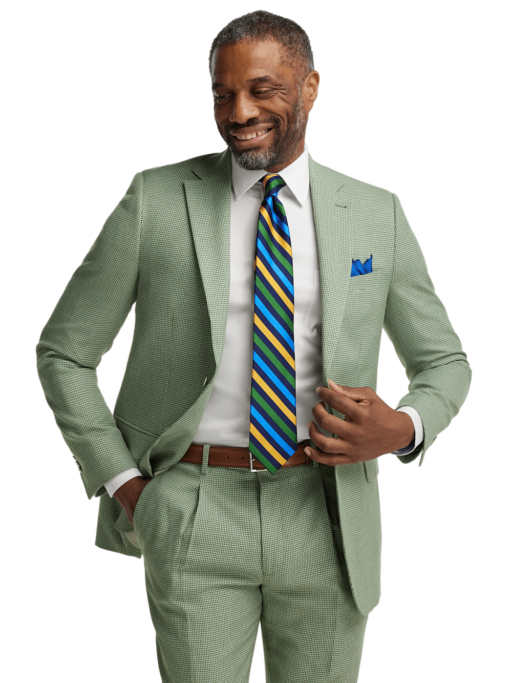 Alternate Image of Cotton Blend Houndstooth Single Breasted Notch Lapel Suit Jacket-1