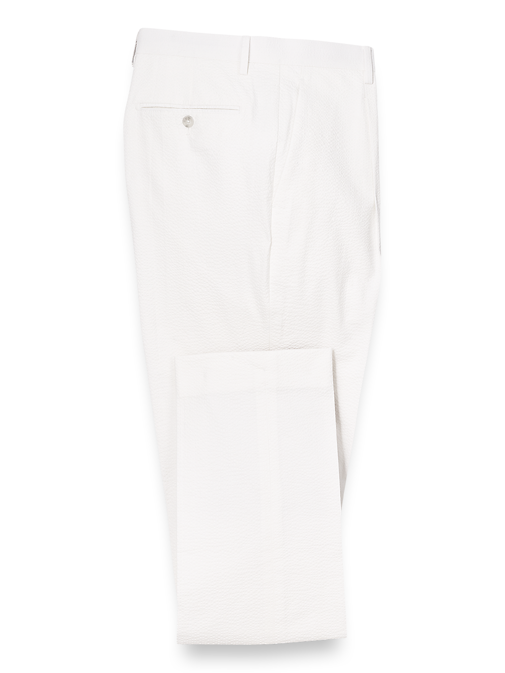 Product Image of Cotton Stretch Seersucker Single Pleat Suit Pants-White