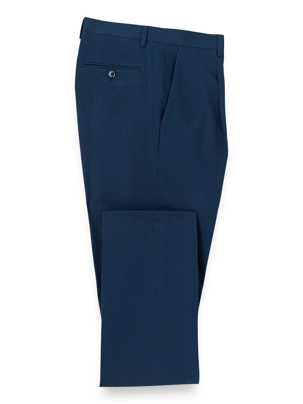 Product Image of Cotton Stretch Seersucker Single Pleat Suit Pants-Navy