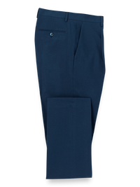 Cotton Stretch Seersucker Single Pleat Suit Pants - Navy