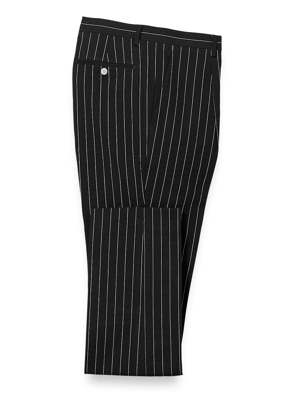 Product Image of Cotton Stretch Seersucker Pinstripe Single Pleat Suit Pants-Black