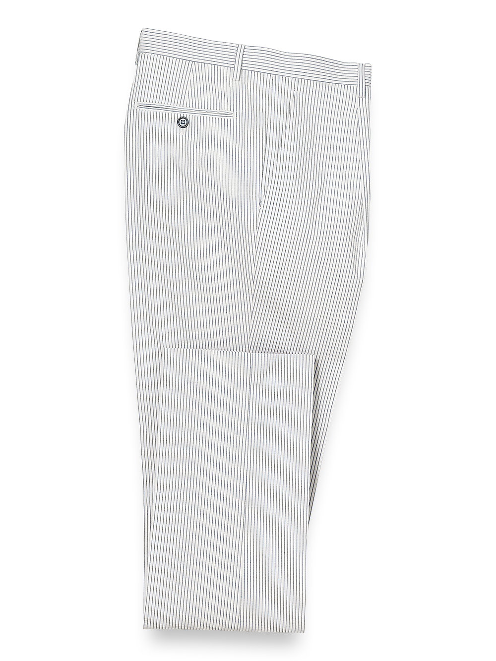 Product Image of Cotton Stretch Seersucker Pinstripe Single Pleat Suit Pants-White/Blue