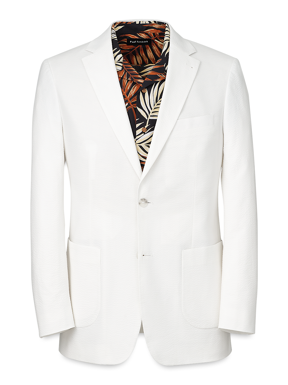 Product Image of Cotton Stretch Seersucker Notch Lapel Suit Jacket-White