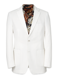 Cotton Stretch Seersucker Notch Lapel Suit Jacket - White