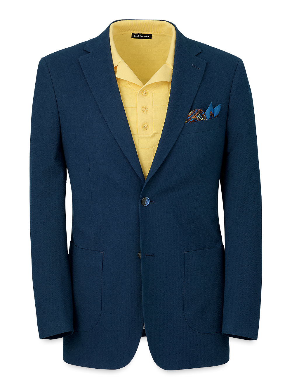 Product Image of Cotton Stretch Seersucker Notch Lapel Suit Jacket-Navy