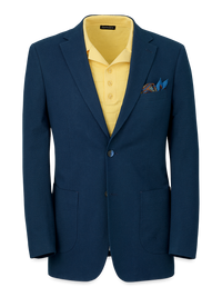 Cotton Stretch Seersucker Notch Lapel Suit Jacket - Navy