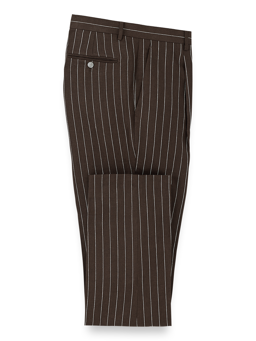 Product Image of Linen Pinstripe Single Pleat Suit Pants-Dark Brown