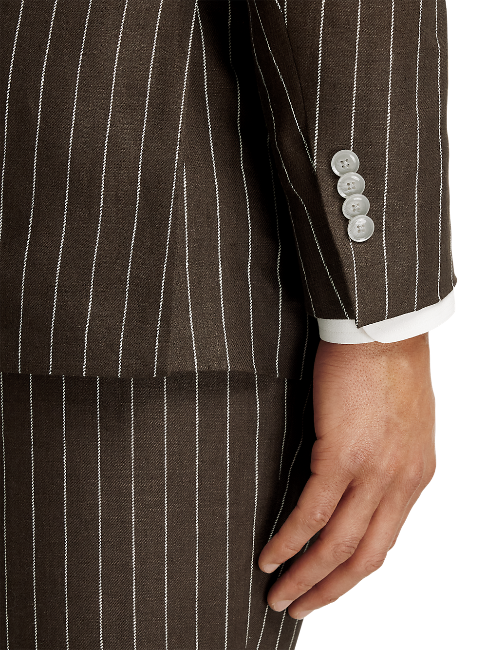 Alternate Image of Linen Pinstripe Double Breasted Peak Lapel Suit Jacket-2