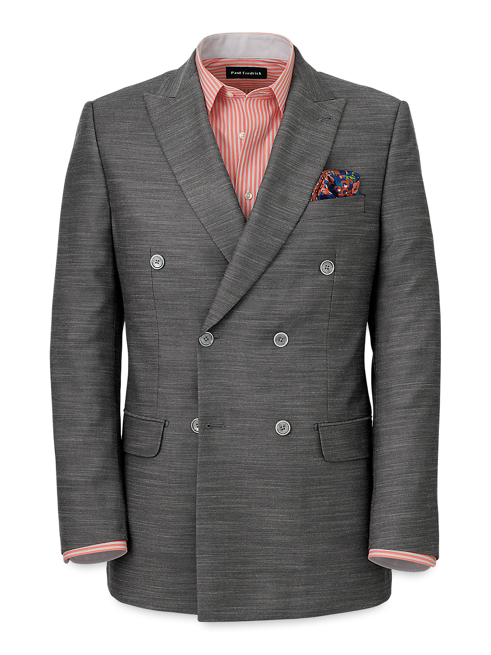 Product Image of Performance Blend Double Breasted Peak Lapel Suit Jacket-Charcoal