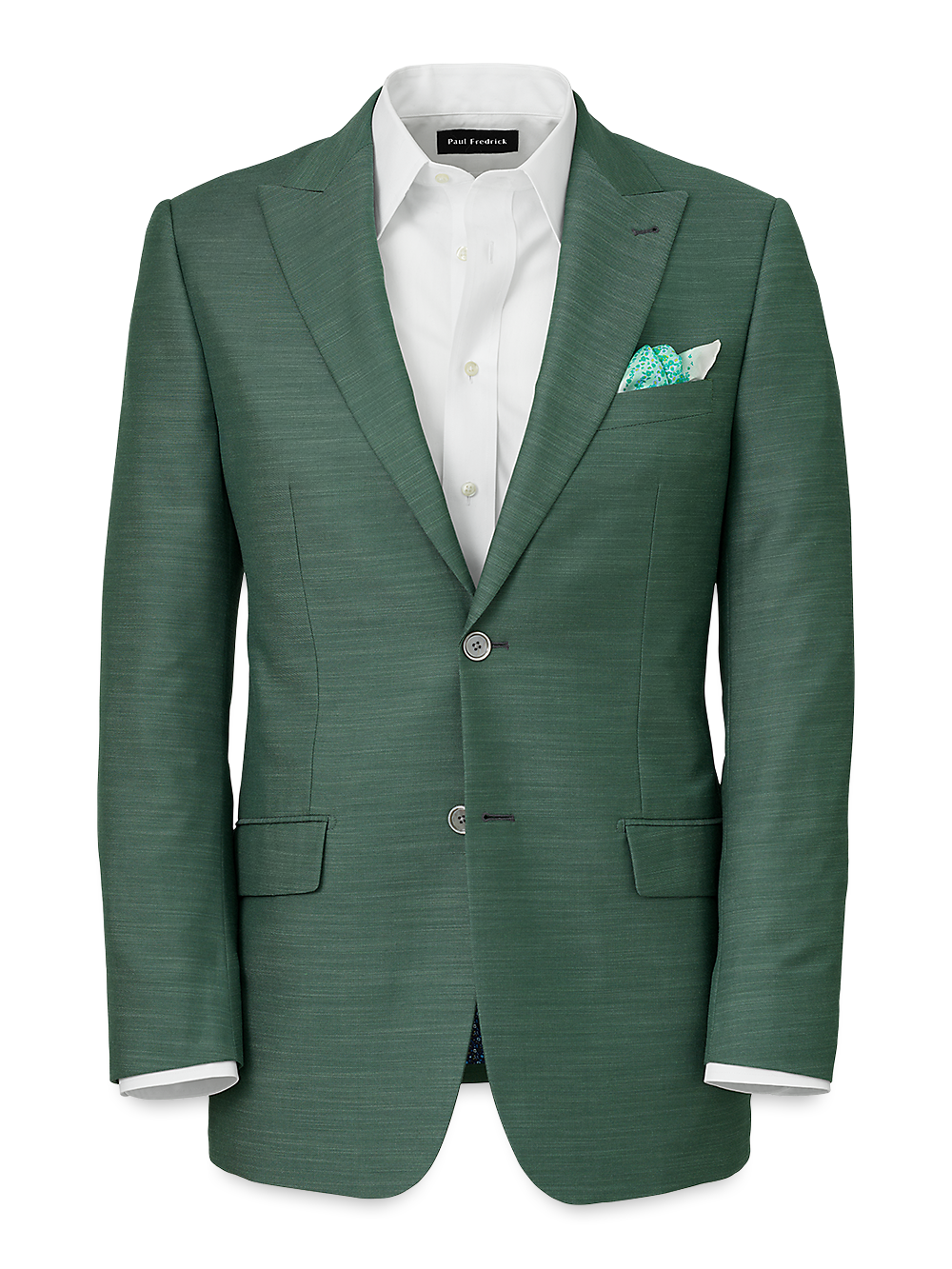 Product Image of Performance Blend Single Breasted Peak Lapel Suit Jacket-Green