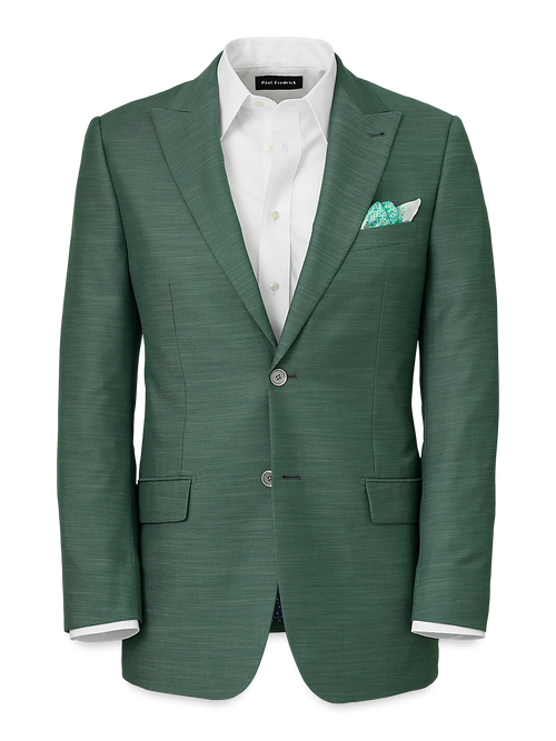 Performance Blend Single Breasted Peak Lapel Suit Jacket - Green