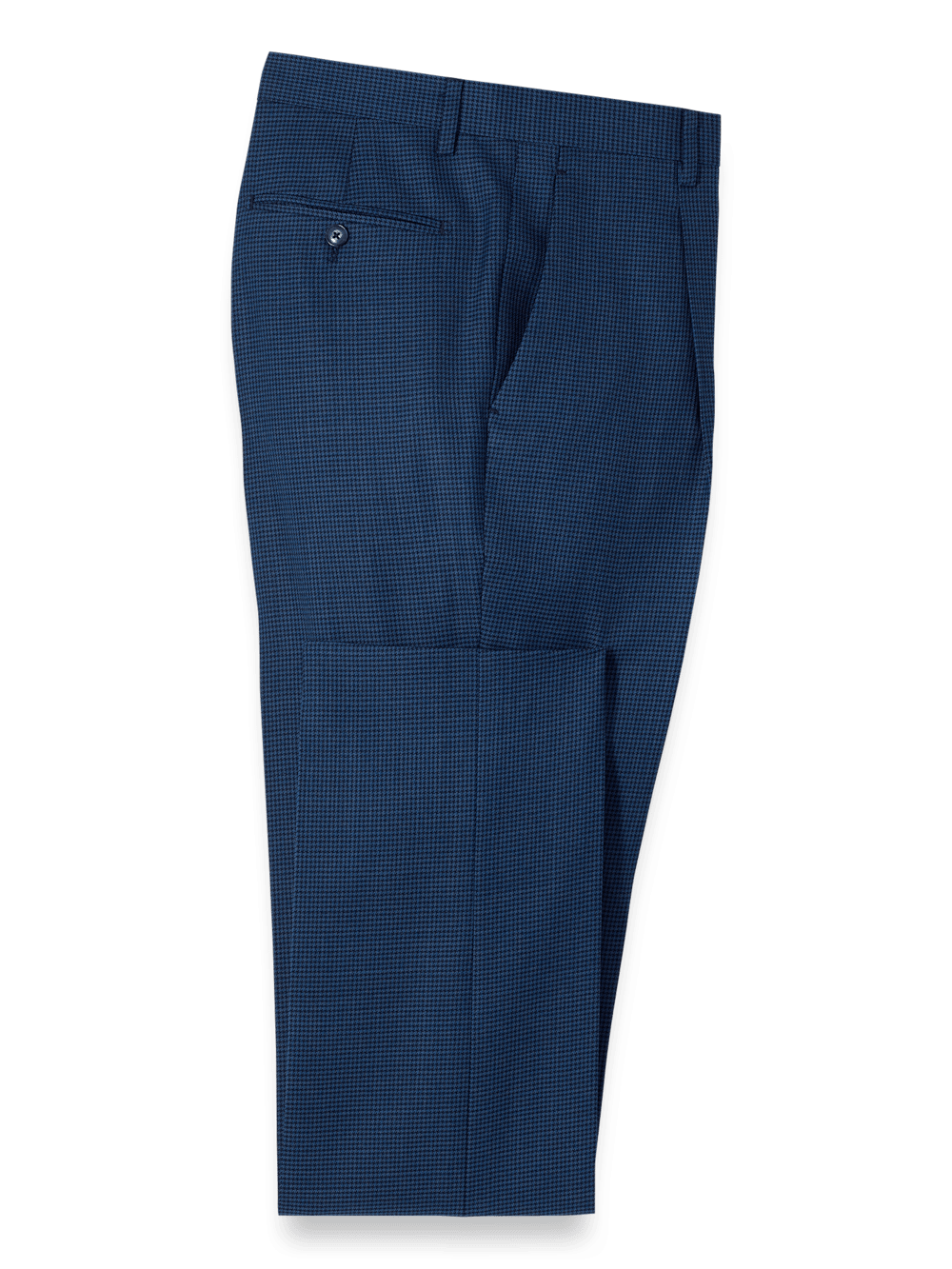 Product Image of Wool Houdstooth Single Pleat Suit Pants-Blue