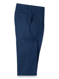 Wool Houdstooth Single Pleat Suit Pants - Blue