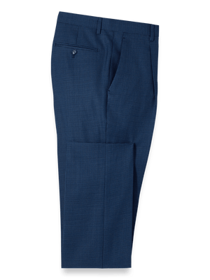 Wool Houdstooth Single Pleat Suit Pants - Blue