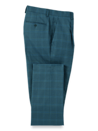 Microfiber Houndstooth Single Pleat Suit Pants - Navy/blue