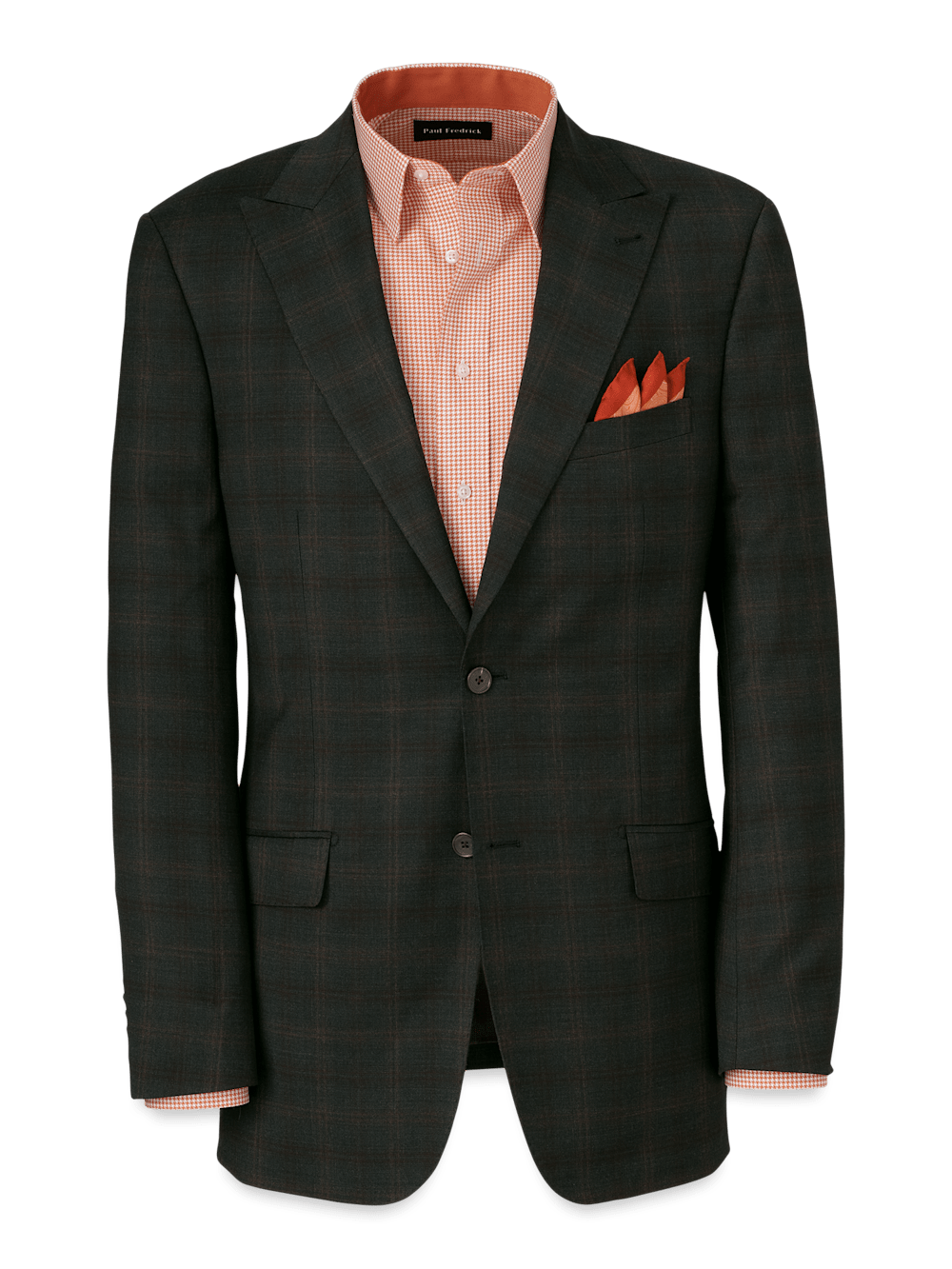 Product Image of Wool Stretch Plaid Single Breasted Peak Lapel Suit Jacket-1