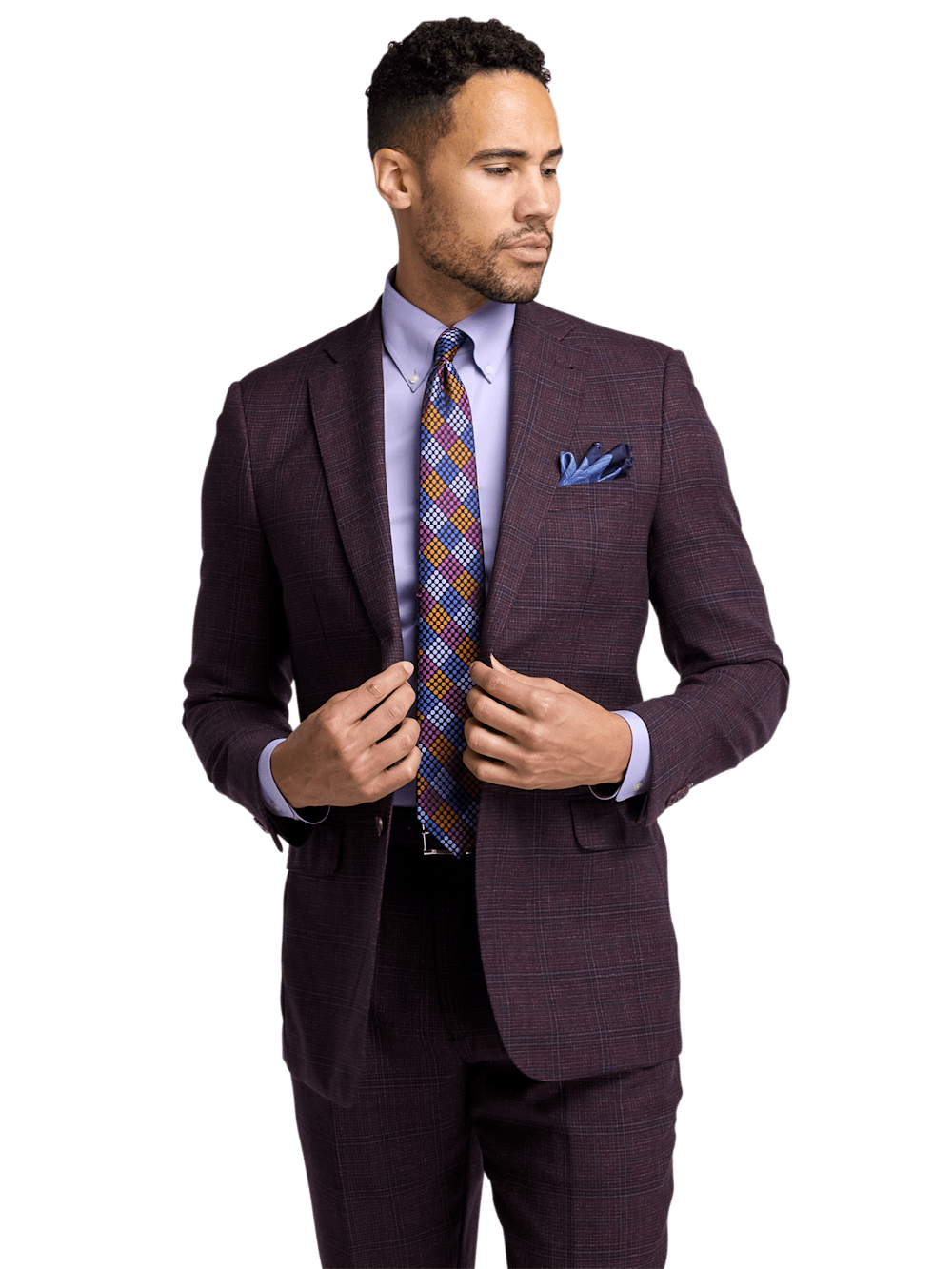 Alternate Image of Wool Plaid Single Breasted Notch Lapel Suit Jacket-1