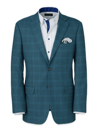 Microfiber Houndstooth Notch Lapel Suit Jacket - Navy/blue