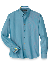 Cotton Solid Casual Shirt With Contrast Trim - Teal