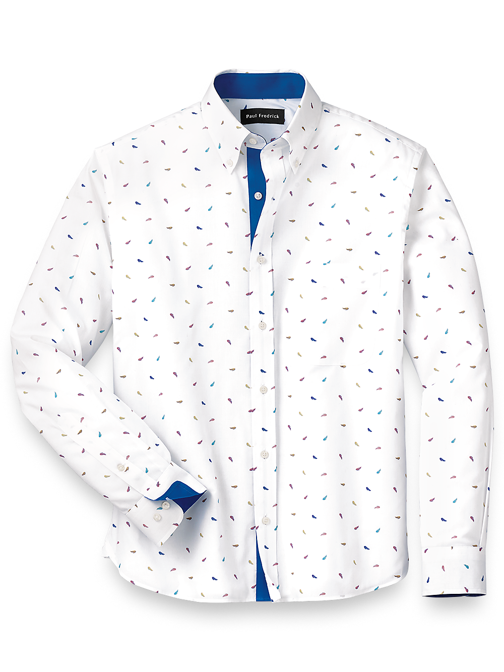 Product Image of Cotton Leaf Print Casual Shirt With Contrast Trim-Multi