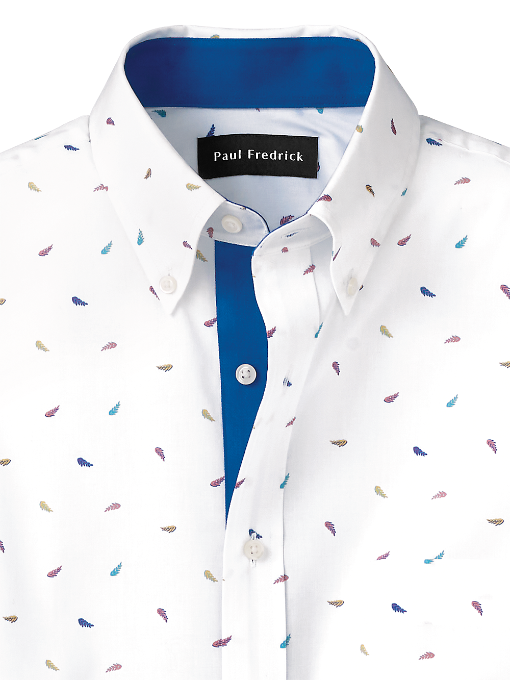 Alternate Image of Cotton Leaf Print Casual Shirt With Contrast Trim-1