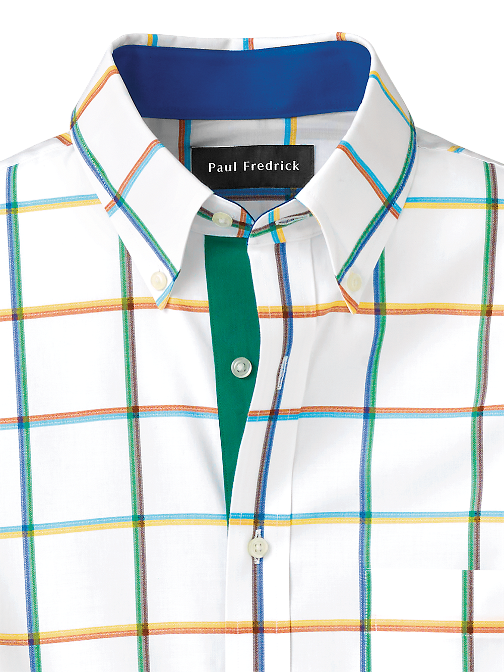 Alternate Image of Cotton Windowpane Casual Shirt With Contrast Trim-1